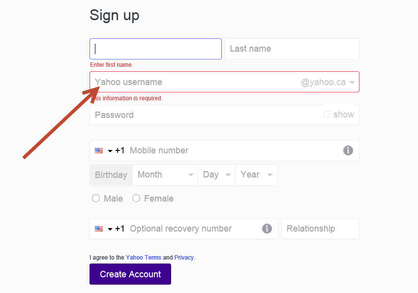 how to create a yahoo account step by step